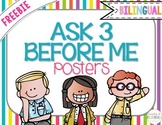 FREEBIE "Ask 3 Before Me" Posters, Brights {Bilingual}