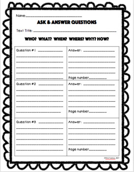 Ask & Answer Questions: Graphic Organizer For Finding Evidence by Ms Vs ...