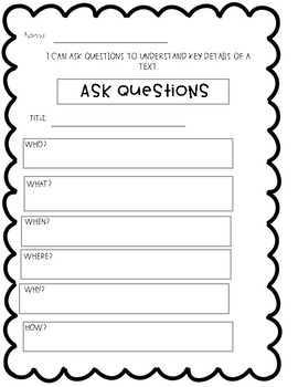 Ask & Answer Questions Graphic Organizer by Samantha Pfeifauf | TpT