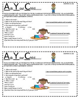 Preview of Newsletter (A Mini form for parents.) - Ask Your Child