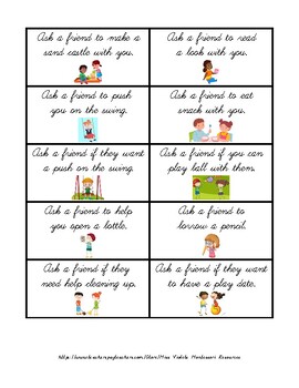 Preview of Ask a Friend- Social Skills Command Cards for Role Play