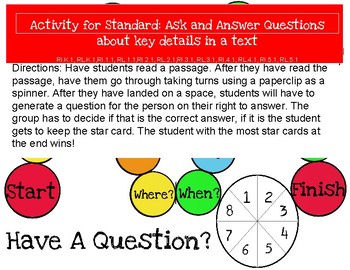 Preview of Ask and Answer Questions Game for any grade level!!!