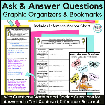 Preview of Asking Questions Graphic Organizer Ask and Answer Questions 3rd 4th 5th Grade