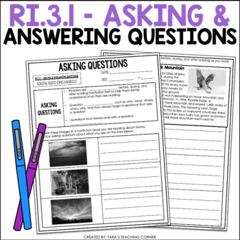 Preview of Ask and Answer Questions | Nonfiction | RI.3.1
