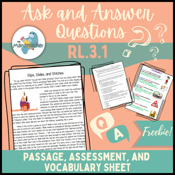 Preview of Ask and Answer Questions Passage Assessment Vocabulary Sheet FREEBIE