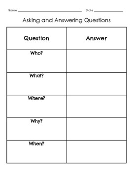 Ask and Answer Questions graphic organizer by Olivia Reel | TPT