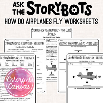 Preview of Ask the StoryBots How Do Airplanes Fly | Forces of Flight Worksheet Video Guide