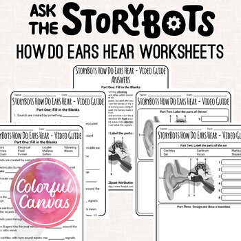 Preview of Ask the StoryBots How Do Ears Hear | Hearing Worksheet Video Guide
