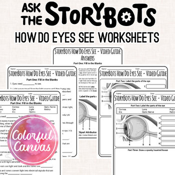 Preview of Ask the StoryBots How Do Eyes See | Vision Worksheet Video Guide