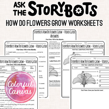 Preview of Ask the StoryBots How Do Flowers Grow | Photosynthesis Worksheet Video Guide