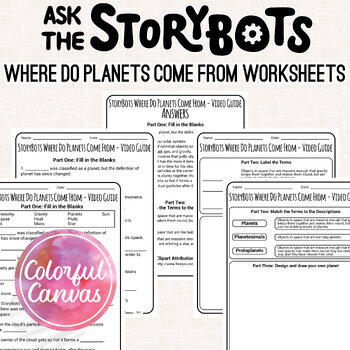 Preview of Ask the StoryBots Where Do Planets Come From | Planets Worksheet Video Guide