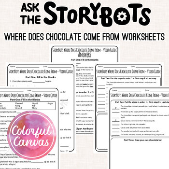 Preview of Ask the StoryBots Where Does Chocolate Come From | Cacao Worksheet Video Guide