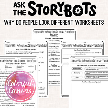 Preview of Ask the StoryBots Why Do People Look Different | DNA Worksheet Video Guide