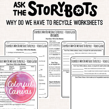 Preview of Ask the StoryBots Why Do We Have to Recycle | Recycling Worksheet Video Guide