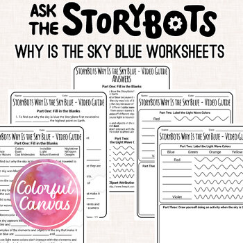 Preview of Ask the StoryBots Why Is the Sky Blue | Light Waves Worksheet Video Guide