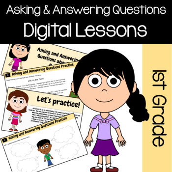 Preview of Asking & Answering Questions 1st Grade Literacy Google Slides | Guided Reading