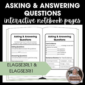 Preview of Asking & Answering Questions Interactive Notebook Pages