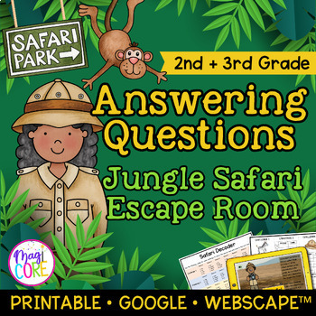 Preview of Asking & Answering Questions Reading Escape Room Webscape  2nd 3rd Grade Passage