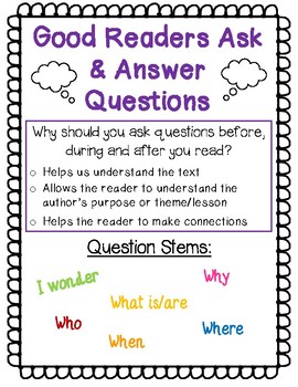Asking & Answering Questions When Reading by Encourage Teach Inspire