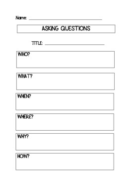 Asking Questions Graphic Organizer by Whitney Maloy | TpT