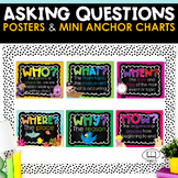 Asking Questions Posters {5W's & 1H} Chalkboard & Brights