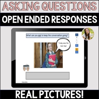 Preview of Asking Questions to Keep the Conversation Going Topic Maintenance Boom Cards™