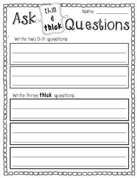 Asking Thin and Thick Questions Graphic Organizer by Jeremie Tharp