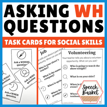 Preview of Asking WH Questions Task Cards for Social Skills