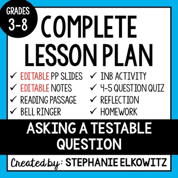 Preview of Asking a Testable Question Lesson | Printable & Digital