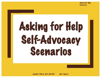 Asking For Help Self Advocacy Scenarios Rubric By Mrs Speech Tpt