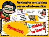 Asking for and giving personal information in Spanish.