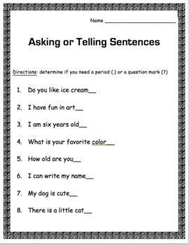 Preview of Asking -vs- Telling Sentences