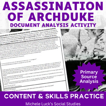 Preview of Assassination Archduke Franz Ferdinand WWI Primary Source Analysis Activity