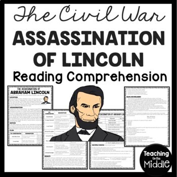 Preview of Assassination of Abraham Lincoln Reading Comprehension Worksheet Civil War