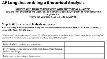 Preview of Assembling a Rhetorical Analysis Essay (AP English Language and Composition)