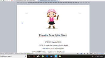 Preview of Assembly Play script of 'Pippa the Pirate Fights Plastic' 30 Minutes