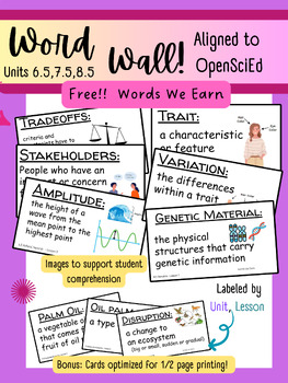 Preview of Vocab Word Wall: Aligned to OpenSciEd 6.5, 7.5, 8.5