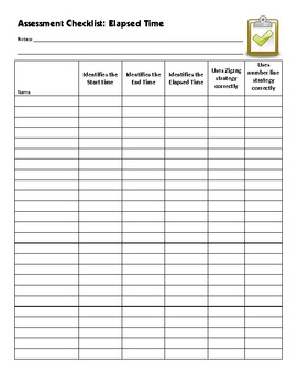 Preview of Assessment Checklist: Elapsed Time