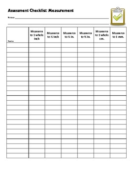 Preview of Assessment Checklist: Measurement