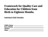 Assessment Checklist for Birth to Eighteen Months