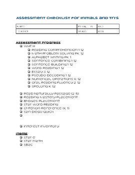 Preview of IEP Assessment Checklist for Initial and Triennial (WIAT)