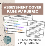 Assessment Cover Sheet with Rubric - 3 Versions - Editable!