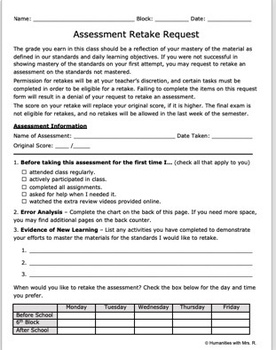 Preview of Assessment Retake Request