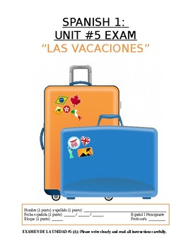 Preview of Assessment - Spanish 1 Exam 5: Las vacaciones