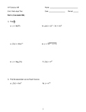 Assessment for Derivatives, Motion, Tangent Lines, Graph S