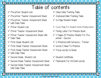 Sight Words assessments Preprimer to 3rd grade: by Chrissie's Creations