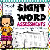 Sight Words assessments Preprimer to 3rd grade: