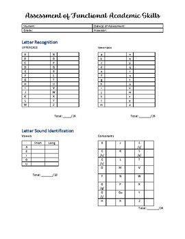 Preview of Assessment of Functional Academic Skills