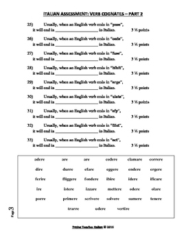 Preview of Italian Made Simple: Verb Cognates Assessment – Part 2