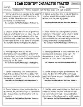 Assessments For Character Traits by Ta-Da Teaching Resources | TpT